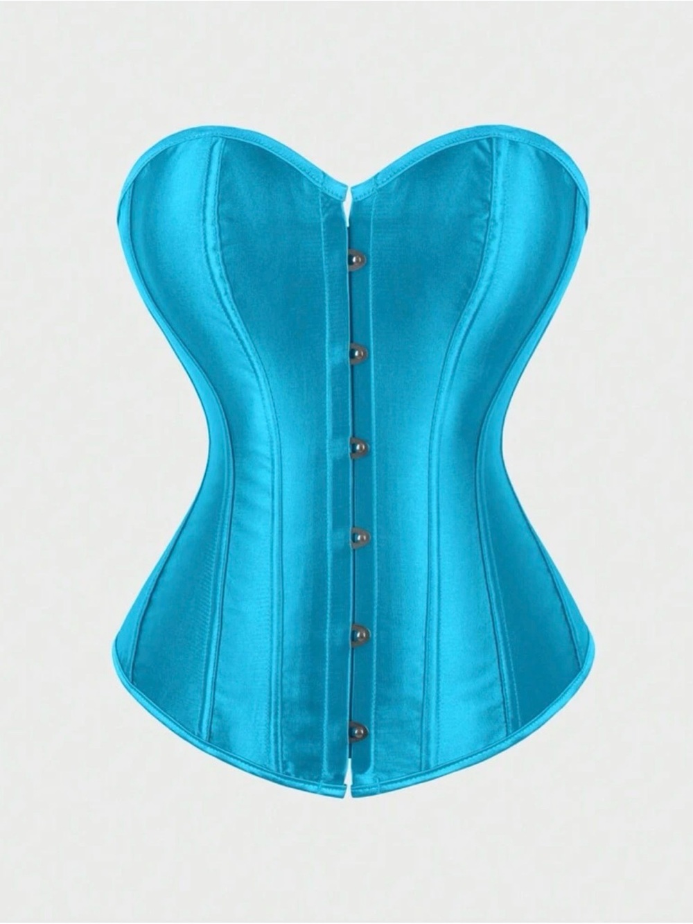 Turquoise Strapless Satin Corset Top